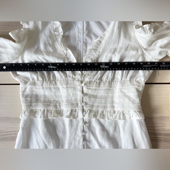 L'Academie White Long Sleeve Ruffle the alexis mini Dress Buttoned cuffs 
size L - Picture 6 of 8